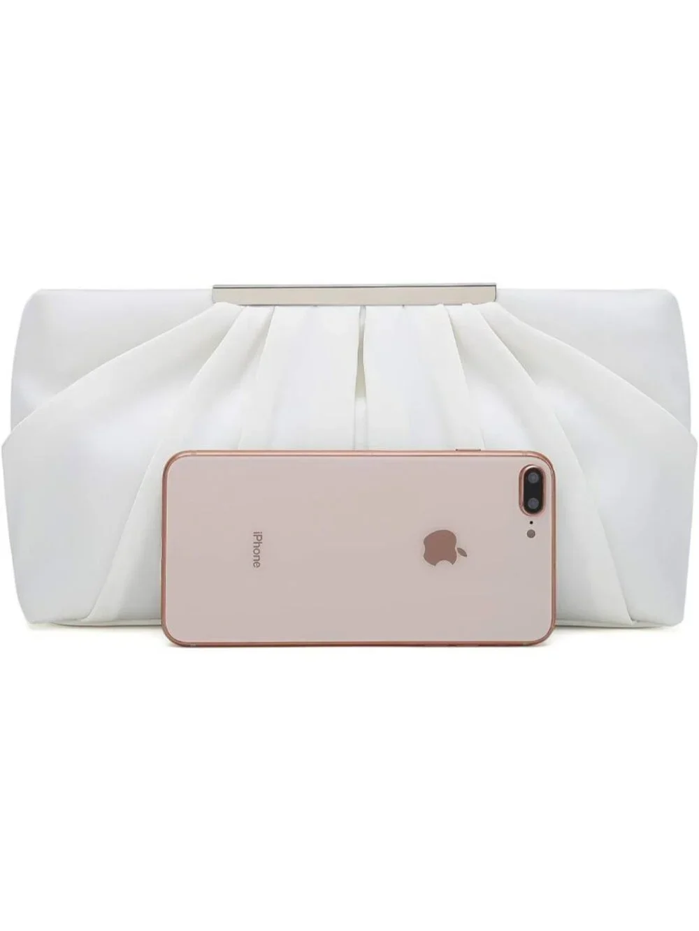 👜Women's White Pleated Satin Elegant Evening Clutch Formal Wedding Purse